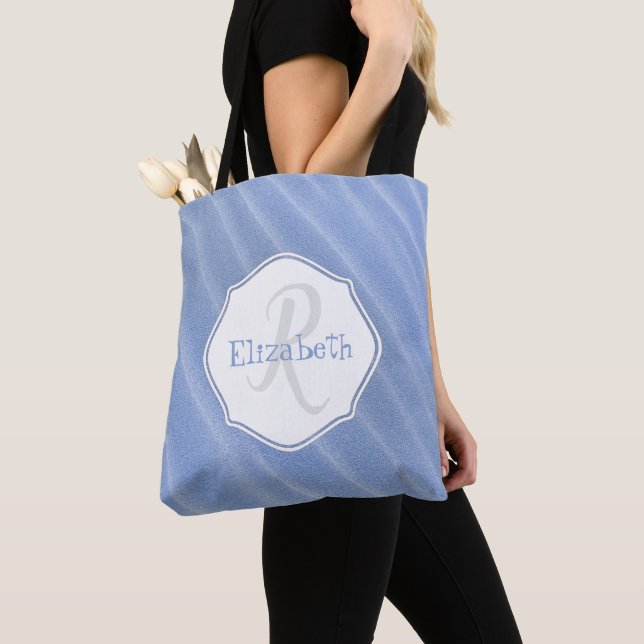 Blue Sand Ripples Personalised Tote Bag (Close Up)