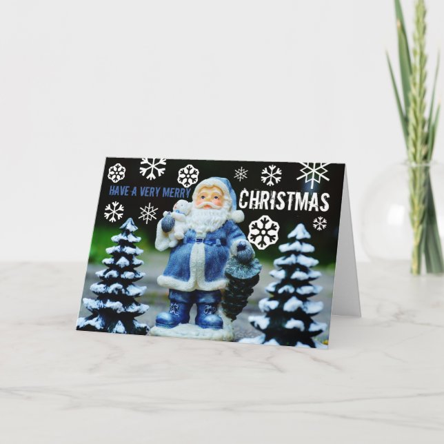 Blue Santa, Christmas Greeting Card (Front)