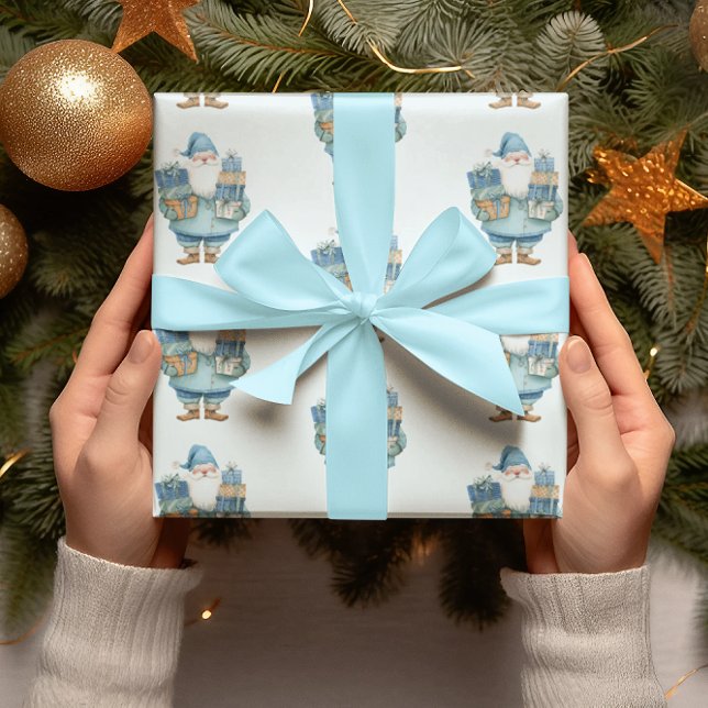Blue Santa Claus Christmas Wrapping Paper (Creator Uploaded)