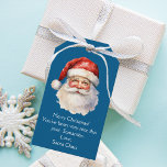 Blue Santa Claus Personalised Kids Christmas<br><div class="desc">Customise these nostalgic blue Santa Claus gift tags with your own personalised text with your kids name in white script. This beautiful old fashioned drawing of Santa's red hat and white beard are the perfect holiday tags for your children's presents under the tree on Christmas day.</div>