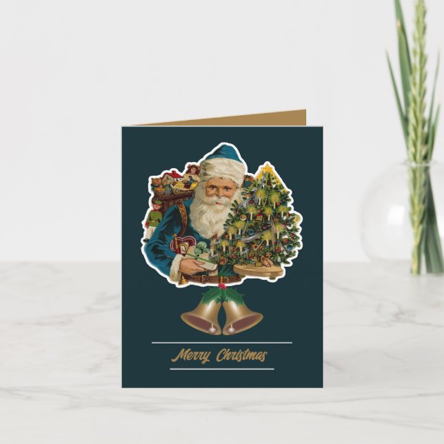 Blue Santa Claus, Seasonal Employee Thank You Card (Front)