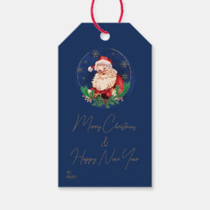 Blue Santa Elegant Classic Retro Vintage Christmas Gift Tags