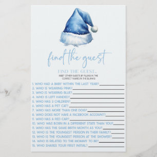 Blue Santa Find The Guest Baby Shower Game Stationery