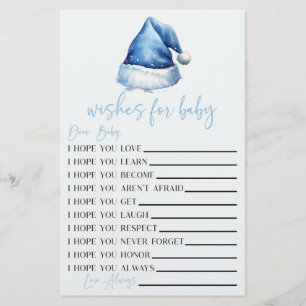 Blue Santa Wishes For Baby Shower Activity Stationery