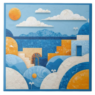 Blue Santorini Mediterranean Azulejo Tile