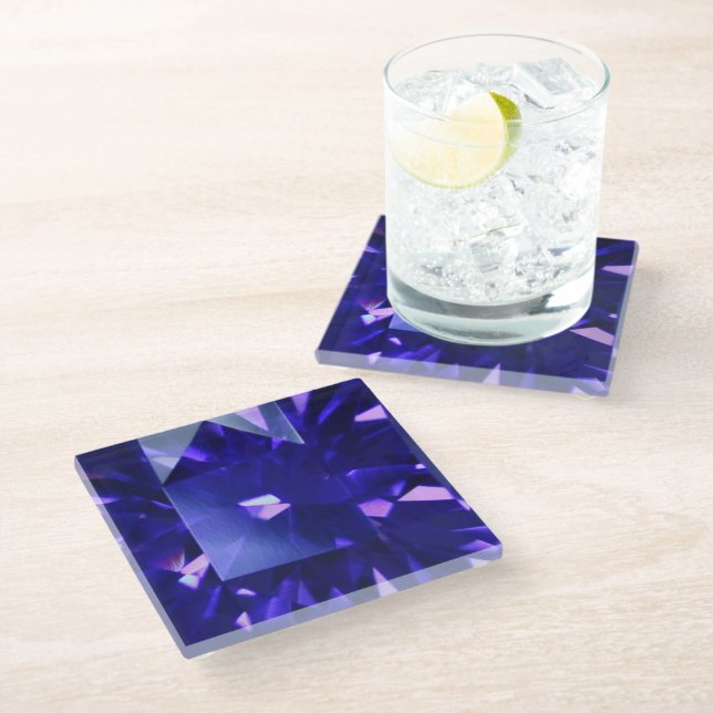 Blue Sapphire 2 Glass Coaster (Angled)