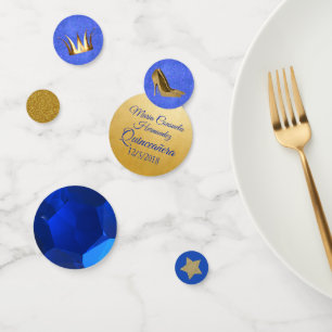 Blue Sapphire and Gold Custom Quinceanera Confetti