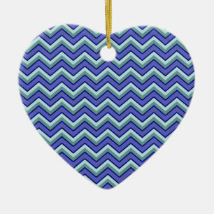 Blue Sapphire Chevron Pattern Ceramic Tree Decoration