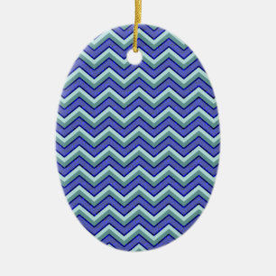 Blue Sapphire Chevron Pattern Ceramic Tree Decoration