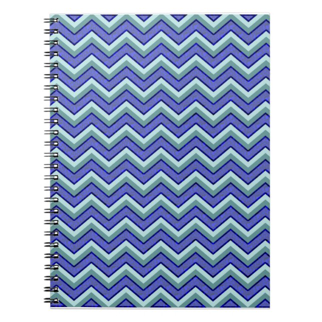 Blue Sapphire Chevron Pattern Spiral Notebook (Front)