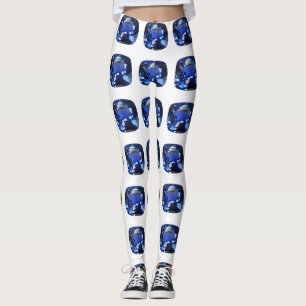 Blue Sapphire Cushion-Cut Pattern Leggings