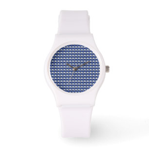Blue Sapphire Cushion-Cut Pattern Watch