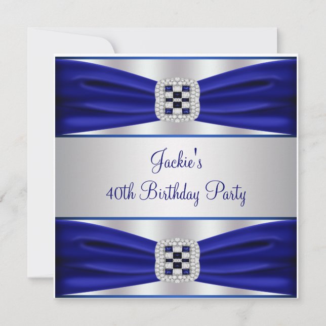 Blue Sapphire Diamond  40th Birthday Party Invitation (Front)