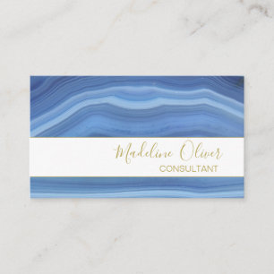 Blue Sapphire Elegant Agate Modern Typography Business Card