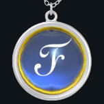 Blue Sapphire Gem  Monogram Silver Plated Necklace<br><div class="desc">Elegant and unique design  with gemstone. Very accurated nurbs modelling and rendering in 3D Studio Max by Bulgan Lumini .Part from series Hyper Talismans.</div>