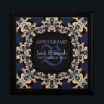 Blue Sapphire Gems Wedding Anniversary Gift Box<br><div class="desc">Unique and Stylish lace design in gold and sapphire blue decorative design - Exquisite and elegant custom Wedding, Anniversary or engagement present. Personalise with names, anniversary date and monogram or numbers - made into a wonderful wooden gift box to keep trinkets, jewellery box for your special keepsakes. Makes a wonderful...</div>