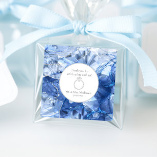 Blue Sapphire Gemstone Illusion Wedding Square Sticker