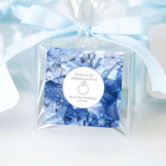 Blue Sapphire Gemstone Illusion Wedding Square Sticker (Creator Uploaded)