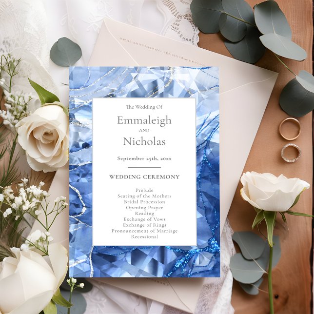 Blue Sapphire Gemstone Wedding Programs (Creator Uploaded)