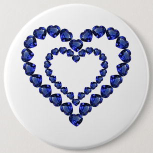 Blue Sapphire Heart 6 Cm Round Badge