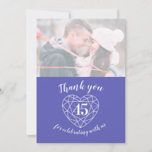 Blue sapphire heart anniversary 45 years photo thank you card