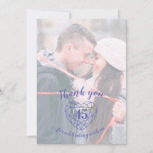 Blue sapphire heart anniversary 45 years photos thank you card