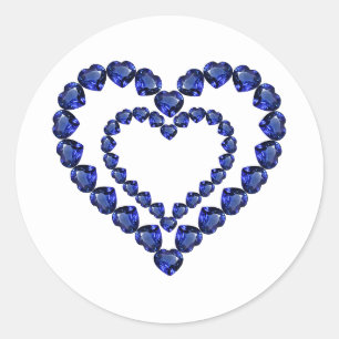 Blue Sapphire Heart Classic Round Sticker