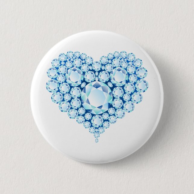 Blue Sapphire Heart Gems 6 Cm Round Badge (Front)