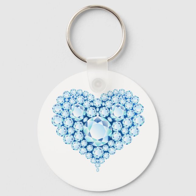 Blue Sapphire Heart Gems Key Ring (Front)