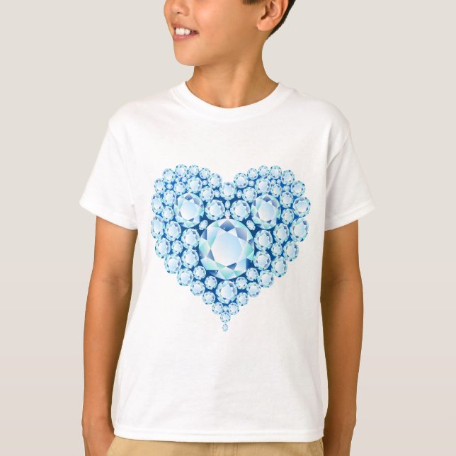 Blue Sapphire Heart Gems T-Shirt (Front)