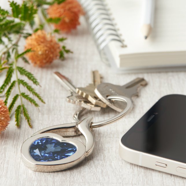 Blue Sapphire Heart Key Ring (Side)