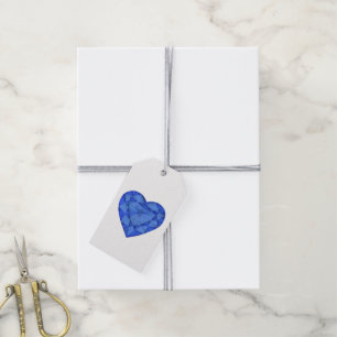 Blue sapphire jewellery heart watercolor art tags