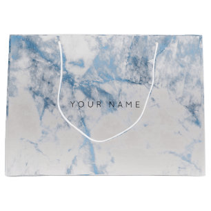 Blue Sapphire Marble Metallic Gift Grey Silver VIP Large Gift Bag