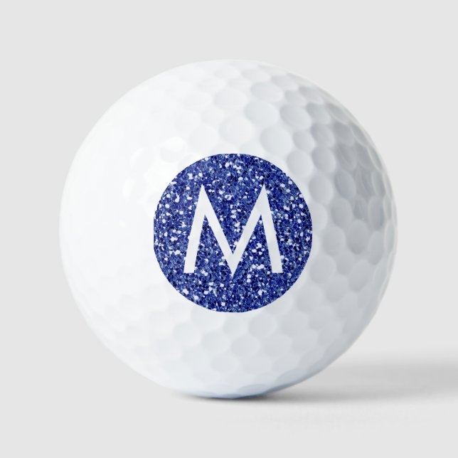Blue Sapphire Personalised Modern Initial Golf Balls (Front)