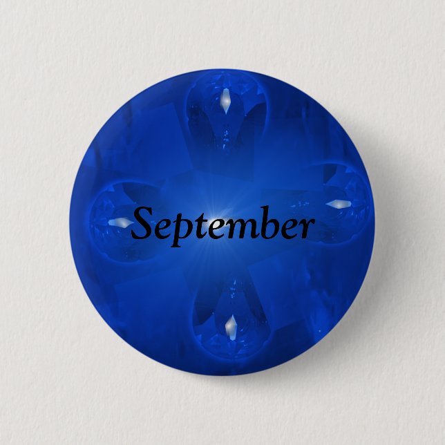 Blue Sapphire September Birthstone 6 Cm Round Badge (Front)
