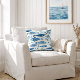 Blue Sardines Coastal Cushion