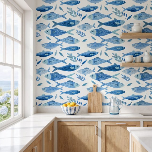 Blue Sardines Coastal  Wallpaper (Creator Uploaded)