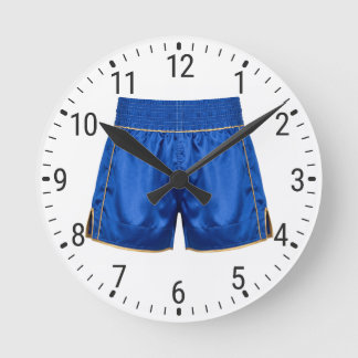 Blue Satin Boxing Shorts Trunk Boxer Decor Round Clock