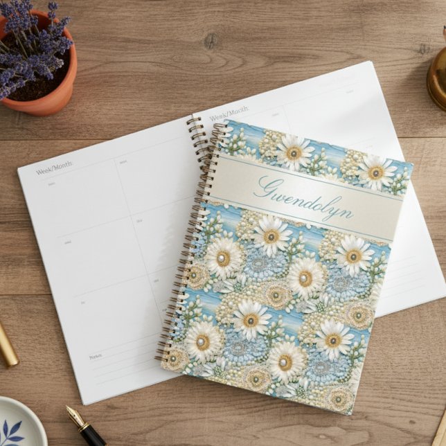Blue Satin Daisy & Pearls 3D  Planner (Creator Uploaded)