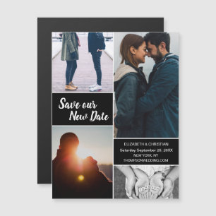 Blue Save our New Date Photo Change the Date Magnetic Invitation