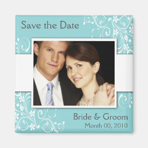 Blue Save the Date Photo Magnets
