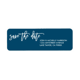 Blue save the date return address label
