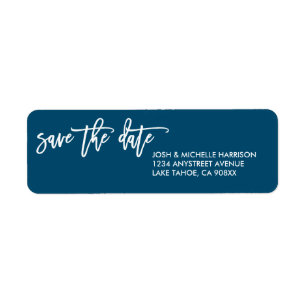 Blue save the date return address label