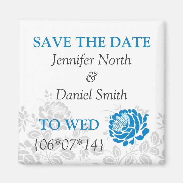 Blue Save The Dates Magnet (Front)