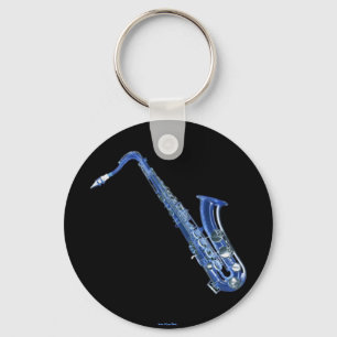 Blue Saxophone Keychain