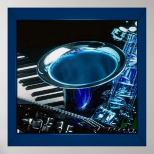 Blue Saxophone Print