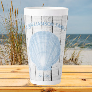 Blue Scallop Shell Latte Mug