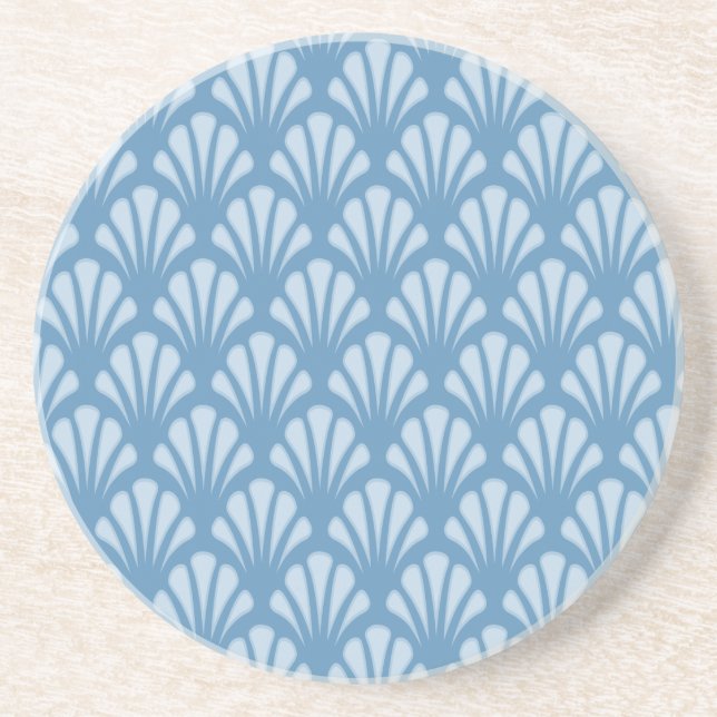 Blue Scallops Pattern Coaster (Front)