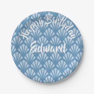 Blue Scallops Pattern Paper Plate