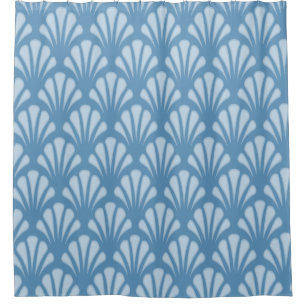 Blue Scallops Pattern Shower Curtain